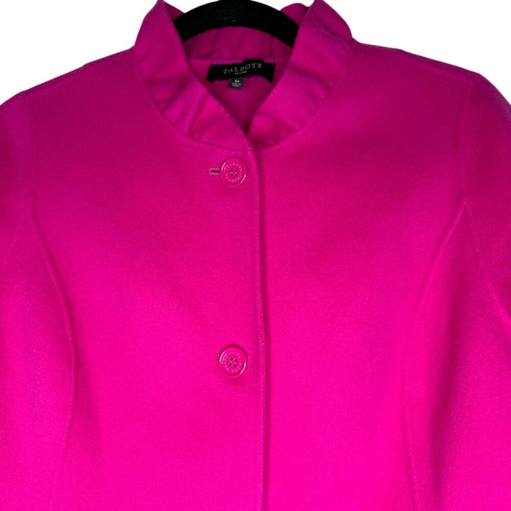 Talbots Jacket Ruffle-Neck Double-Face Fuchsia Ja… - image 3